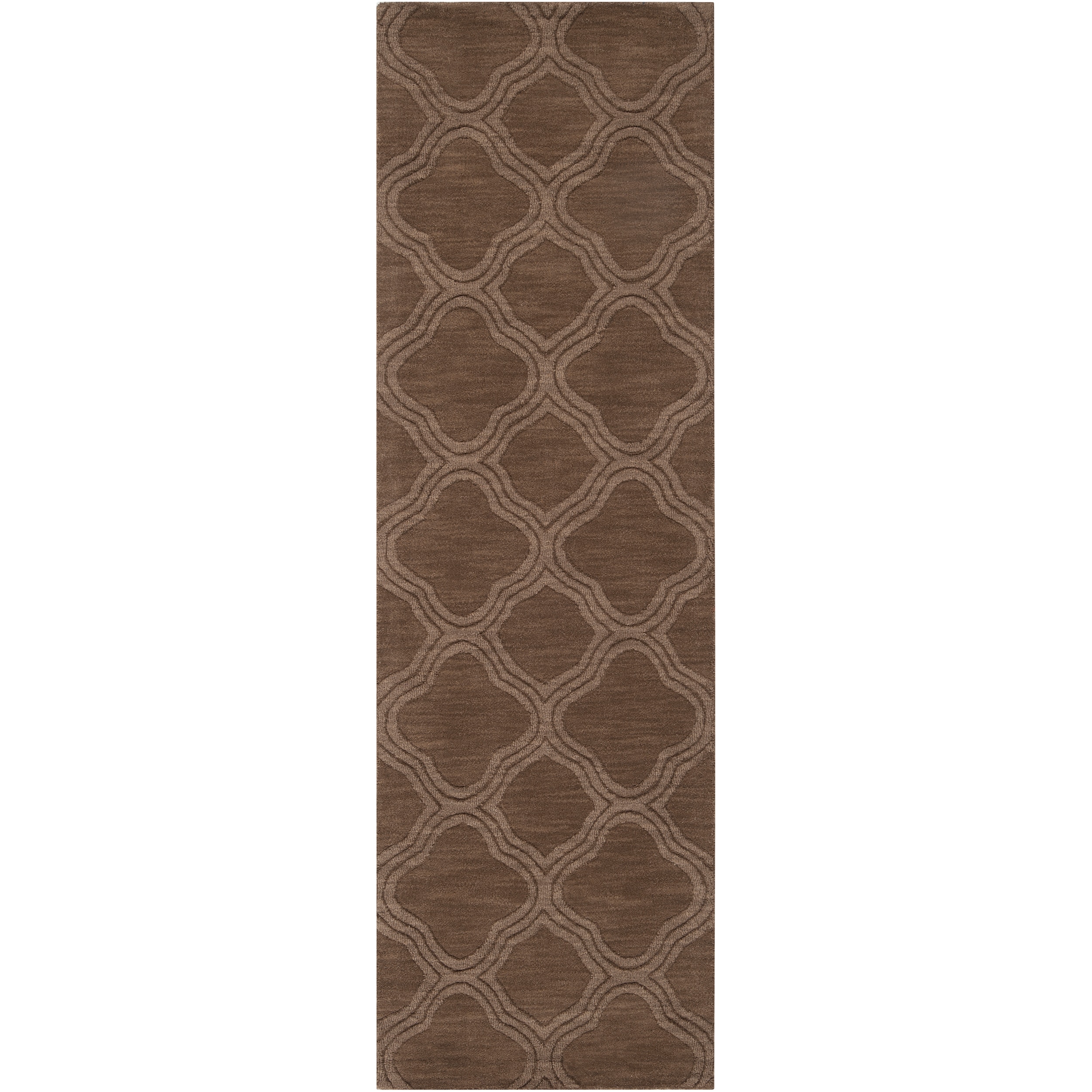 Hand crafted Light Brown Lattice Mantra Wool Rug (26 X 8)