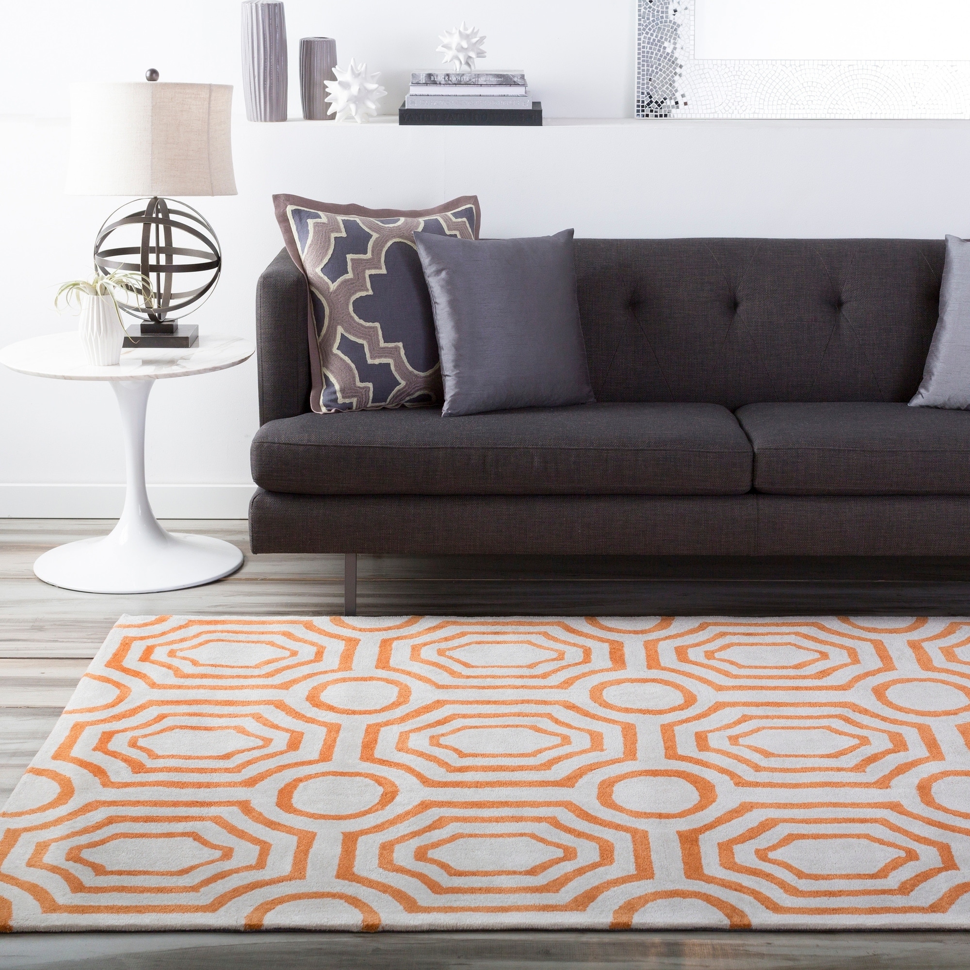 Angelohome Hand tufted Orange Hudson Park Polyester Rug (5 X 76)