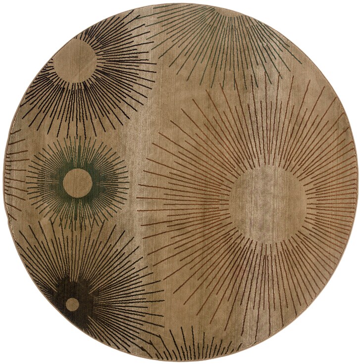 Sydney Beige/ Rust Contemporary Area Rug (8' Round) Free Shipping