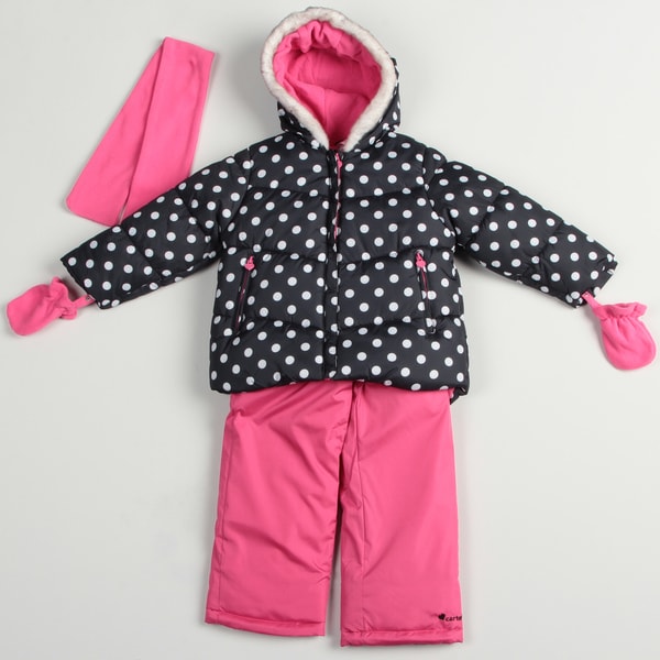 Carters Girl's Black/ Berrylicious Snowsuit Set Girls' Outerwear