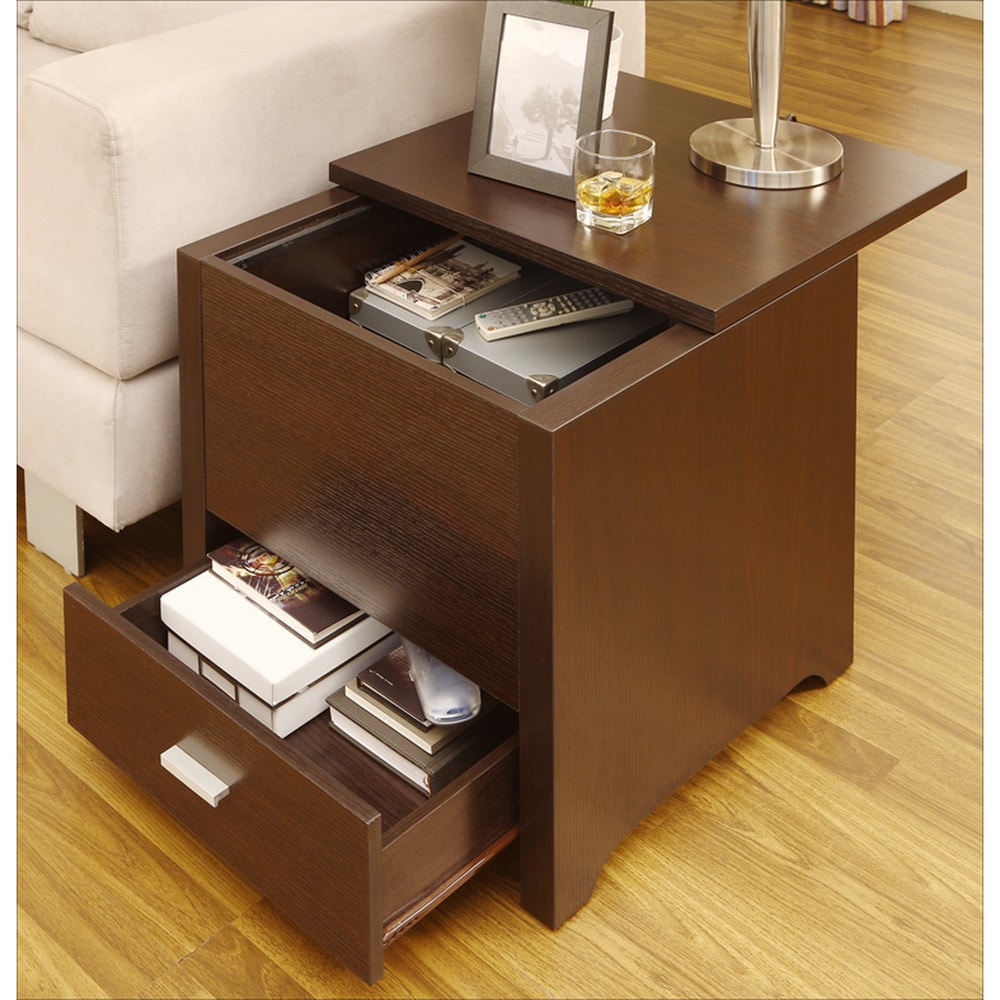 Furniture Of America Kai Double Storage Dark Espresso End Table