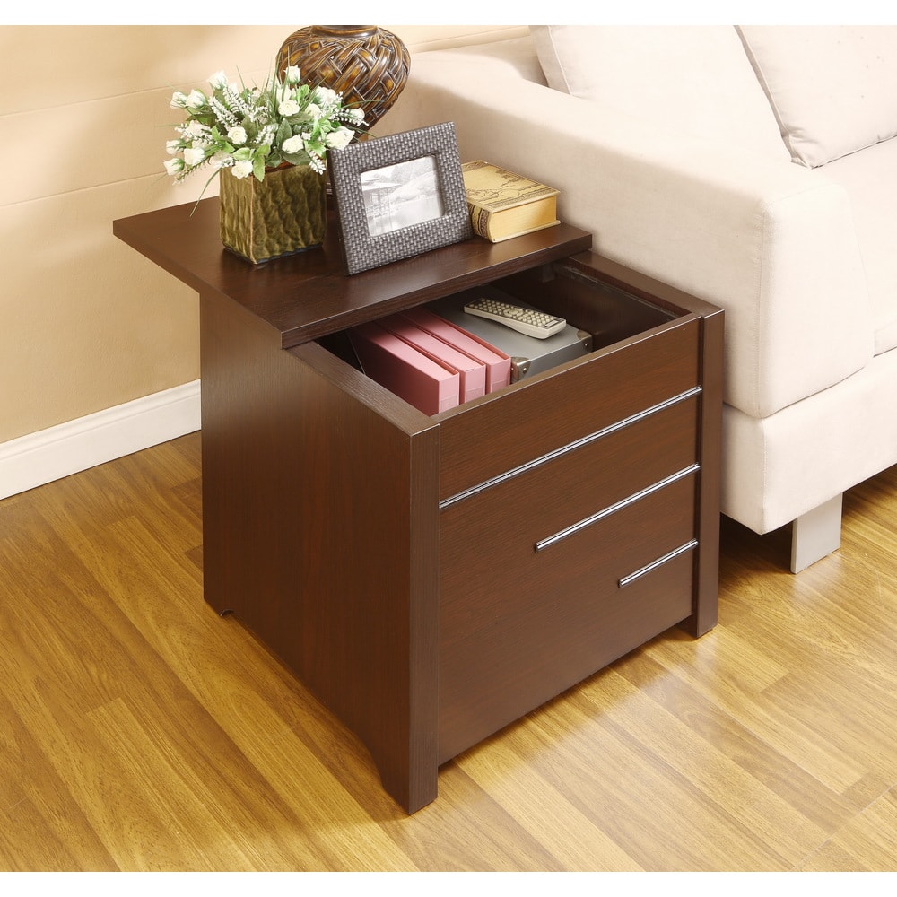 Furniture of America Max Modern Dark Espresso Hidden Storage End Table