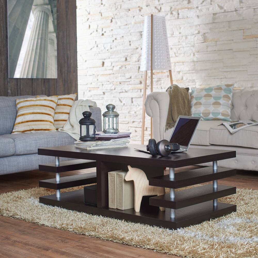 Furniture of America Architectural Dark Espresso Inspired Coffee Table