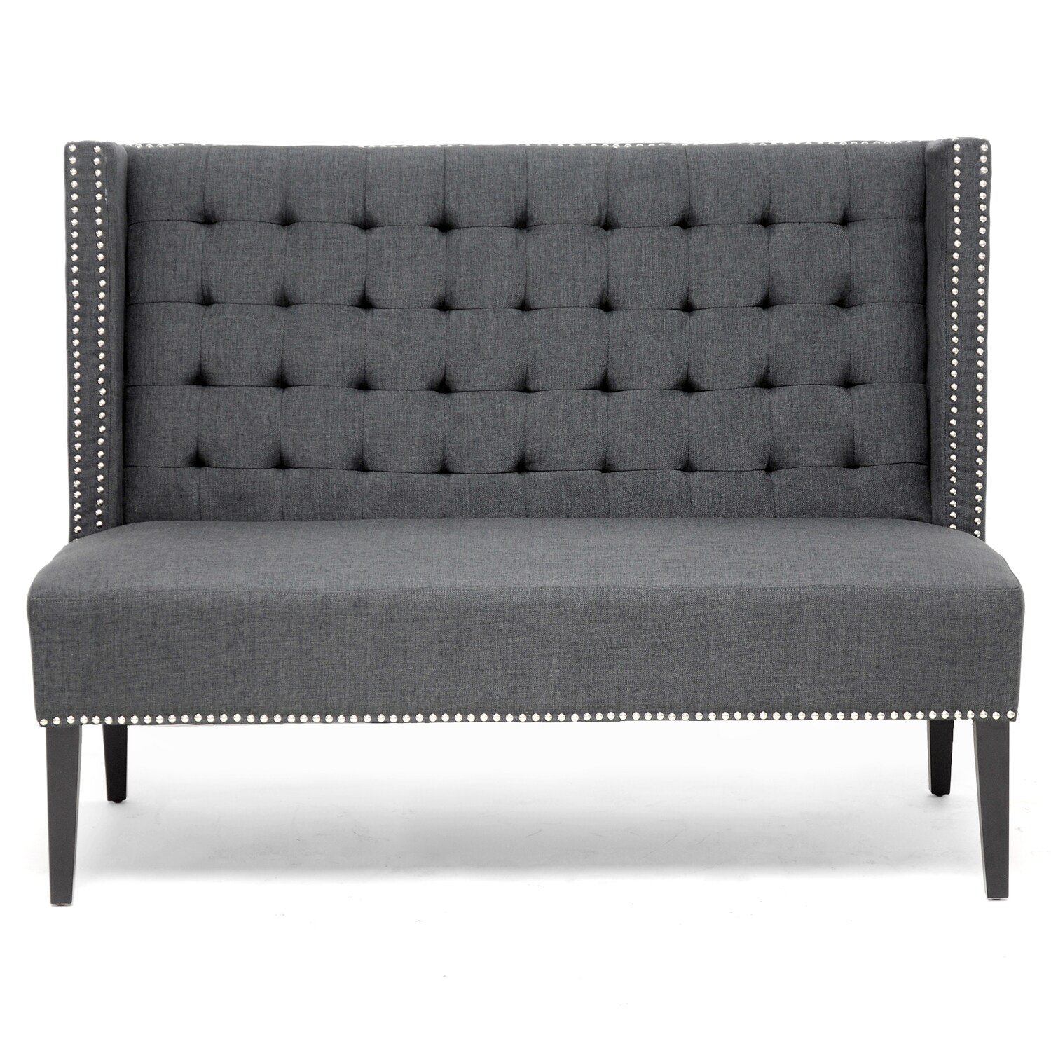 Shop Owstynn Gray Linen Modern Banquette Bench Overstock 6713759