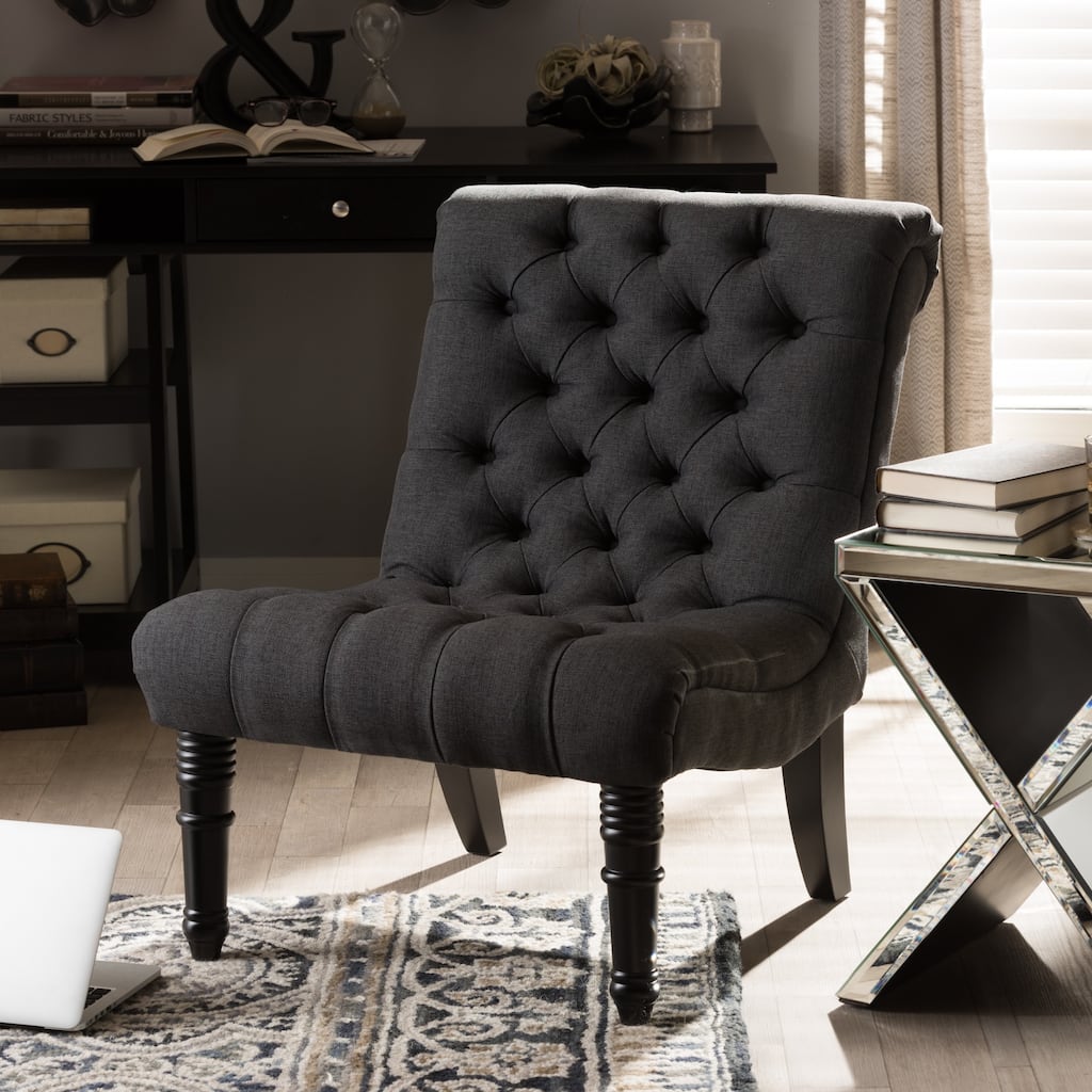 Traditional Grey Fabric Lounge Chair by Baxton Studio