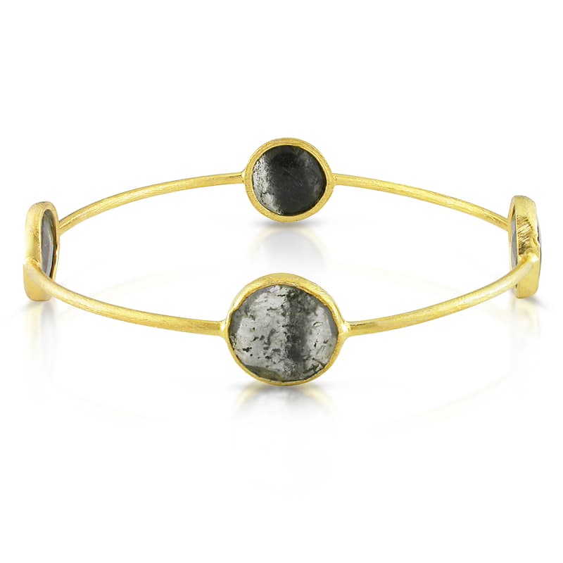 Miadora Yellow-Plated Silver 16Ct TGW Gemstone Bracelet (7-Inch) - Quartz - Green/Grey/Red