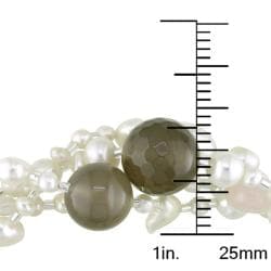 Miadora Rose/ White Quartz, Grey Agate and FW Pearl Bracelet (4 8.5 mm) Miadora Pearl Bracelets