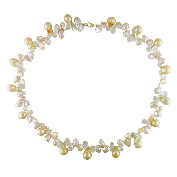 Miadora Blue Topax and Multi-colored Pearl Necklace | Overstock.com ...