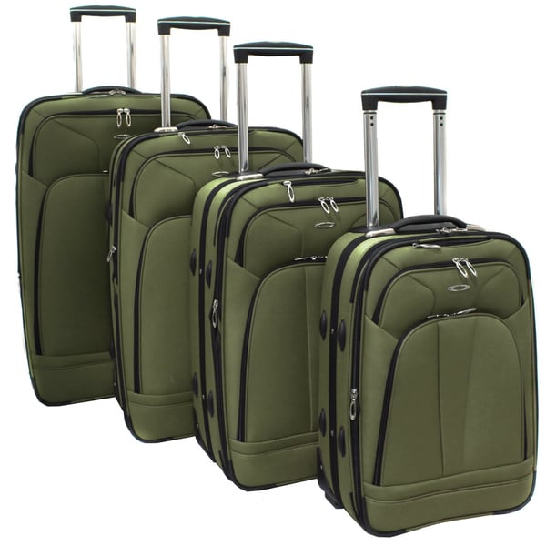 Shop Kemyer Olive Green 4piece Expandable Upright Luggage Set Free Shipping Today Overstock