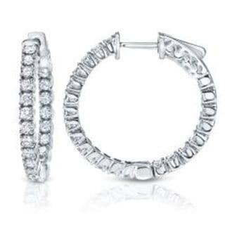 Auriya 14k Gold 2 carat TW Medium Diamond Hoop Earrings - 0.86-inch (J-K, I1-I2)