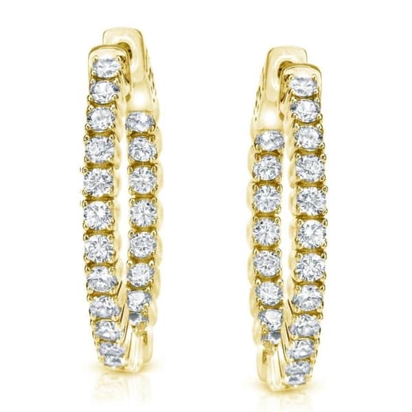 Auriya 14k Gold 2 carat TW Medium Diamond Hoop Earrings - 0.86-inch (J-K, I1-I2)