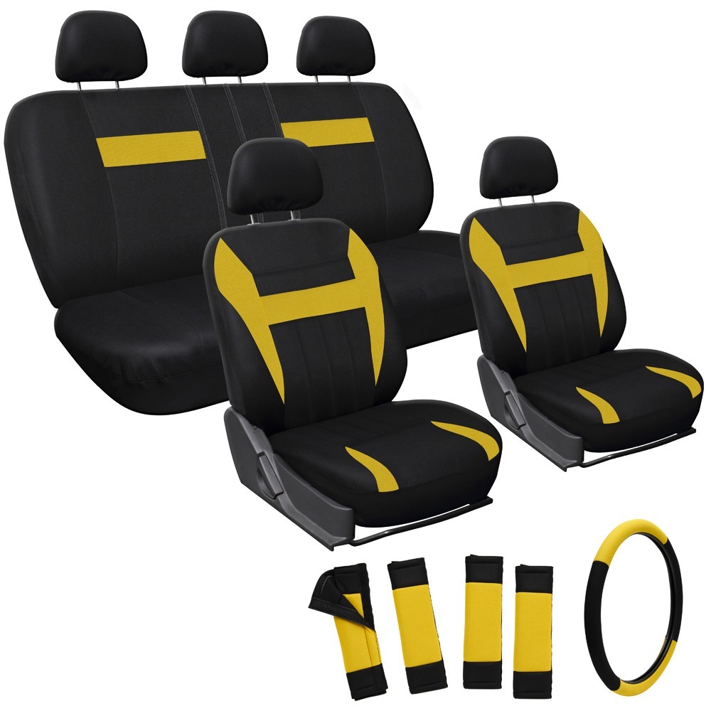 Oxgord Yellow 17 piece Car Seat Cover Automotive Set