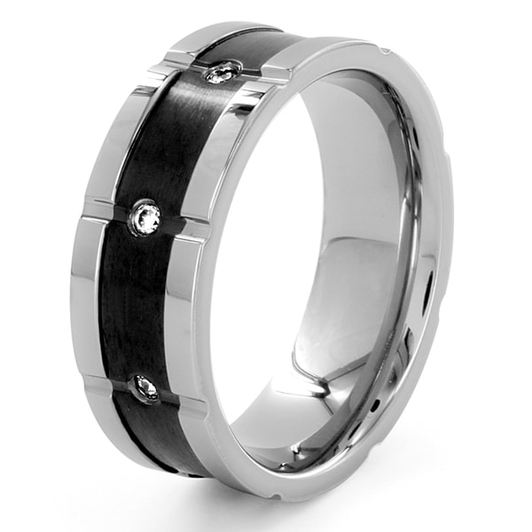 Titanium Cubic Zirconia Black Center Ring - Free Shipping On Orders ...