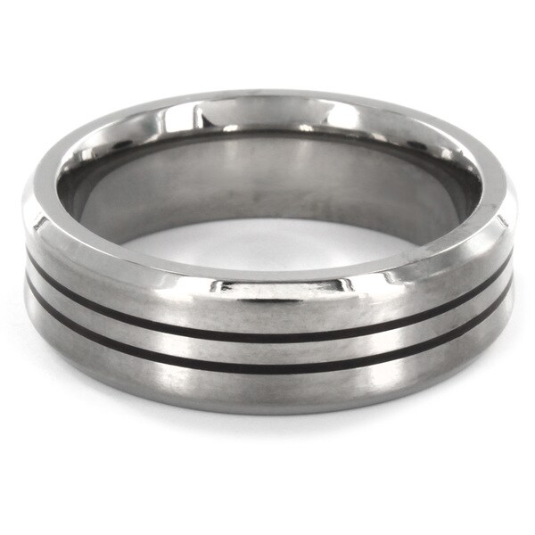 Titanium Dual Stripe Concave Ring