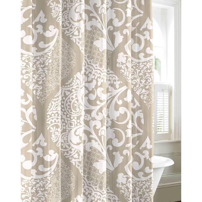 City Scene Medley Platinum 100-percent Cotton Shower Curtain