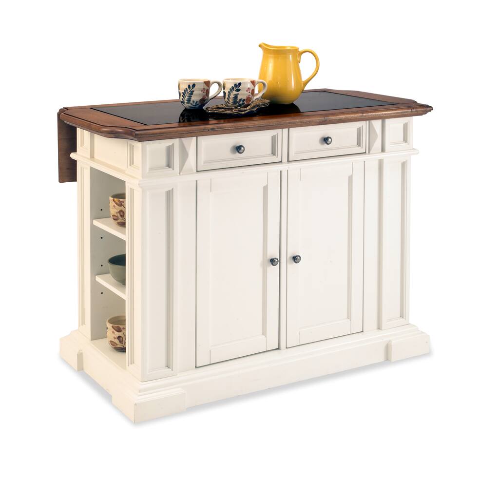 White and Distressed Oak Deluxe Traditions Kitchen Island by Home Styles