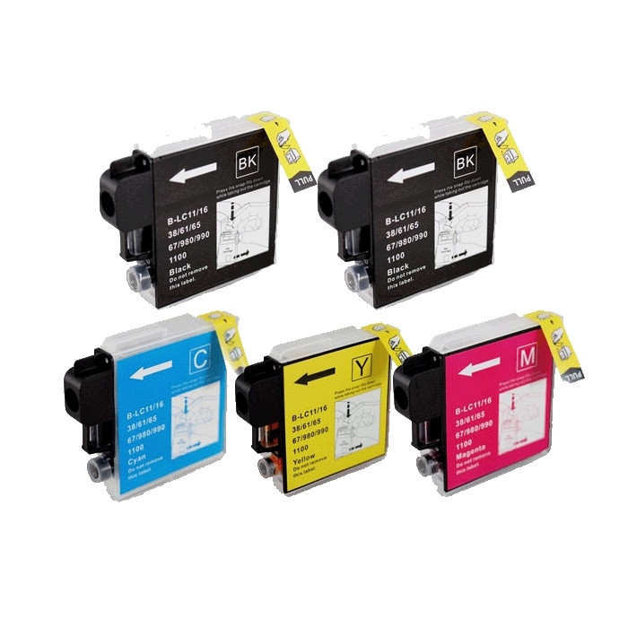 Brother LC65 Compatible Black/ Color Ink Cartridge (Pack of 5)