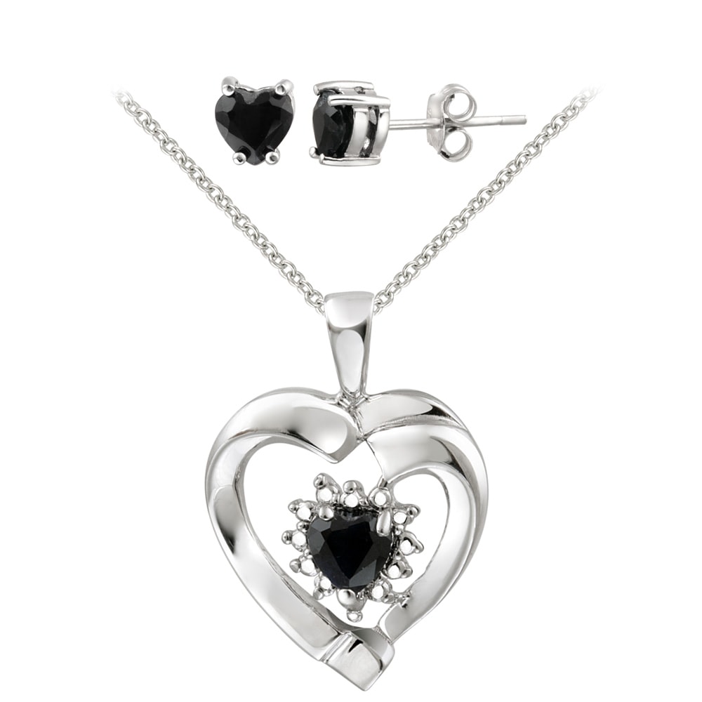 Glitzy Rocks Sterling Silver Sapphire and Diamond Accent Jewelry Set