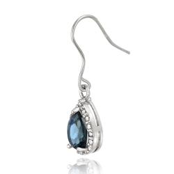 Glitzy Rocks Silver 3ct TGW London Blue Topaz and Diamond Earrings Glitzy Rocks Gemstone Earrings