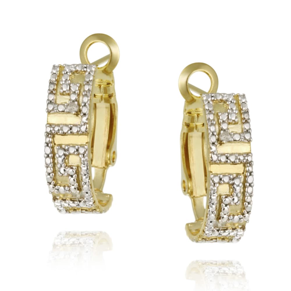 Db Designs 18k Gold Over Silver White Diamond Accent Greek Key Db Designs 18k Gold Over Silver White Diamond Accent Greek Key Hoop Earrings