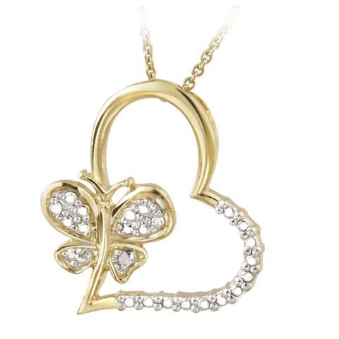 DB Designs 18k Gold over Silver Diamond Accent Butterfly Heart Necklace