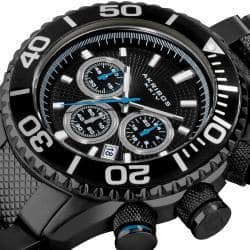 Stainless-steel Akribos Men's Large Diver's Chronograph Black Bracelet Watch