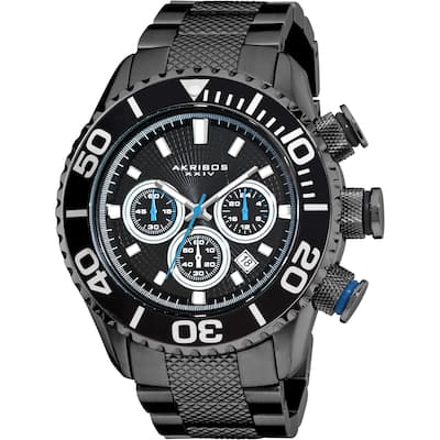 Stainless-steel Akribos Men's Large Diver's Chronograph Black Bracelet Watch
