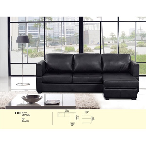 Manhattan 2 Piece Modern Bi Cast Black Reversible Sectional Bi Cast Black Reversible Sectional