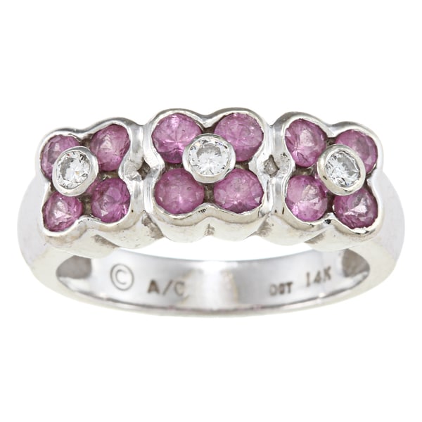 14k Gold Pink Sapphire and 1/10ct TDW Diamond Estate Ring (I J, SI1 SI2) Estate and Vintage Rings