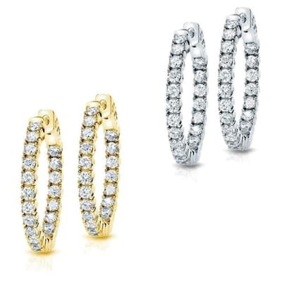 Auriya 14k Gold 5 1/4ctw Medium Diamond Hoop Earrings - 1.29-inch (H-I, SI1-SI2)