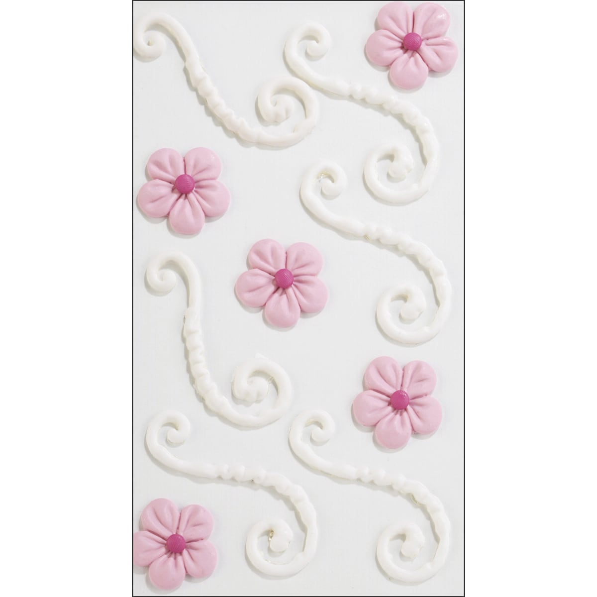 Jolees Confections Stickers white Icing Flourishes With Pink Flowers
