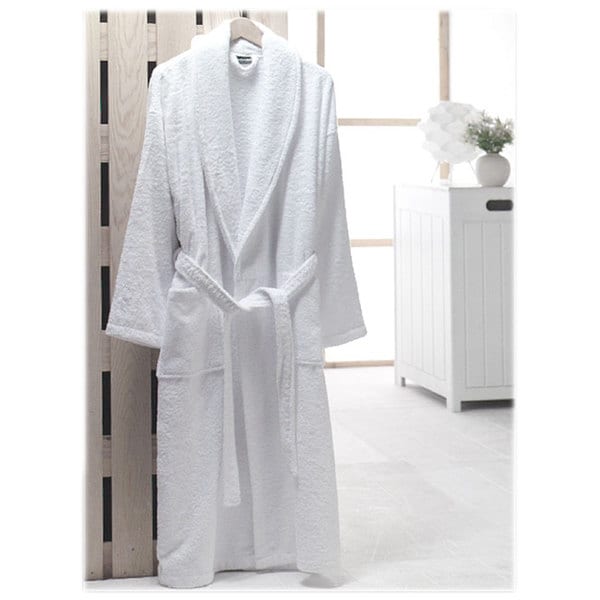 Salbakos Bright white Shawl collar Turkish cotton Terry Robe