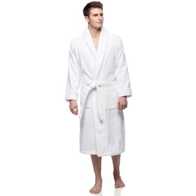 Luxury White Turkish Cotton Towel Terry Shawl Collar Bathrobe for Women and Men