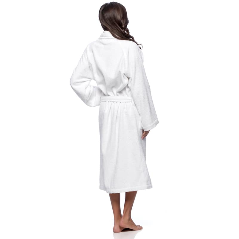 Luxury White Turkish Cotton Towel Terry Shawl Collar Bathrobe for Women and Men
