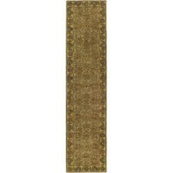 Handmade Classic Kasha Taupe/ Gold Wool Runner (2'3 x 16') Safavieh Runner Rugs