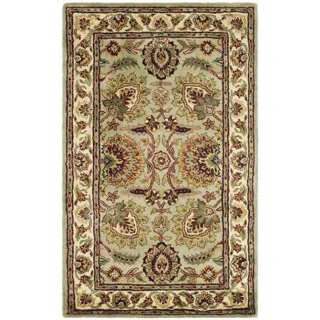 Handmade Classic Light Green/ Ivory Wool Rug (23 X 4)