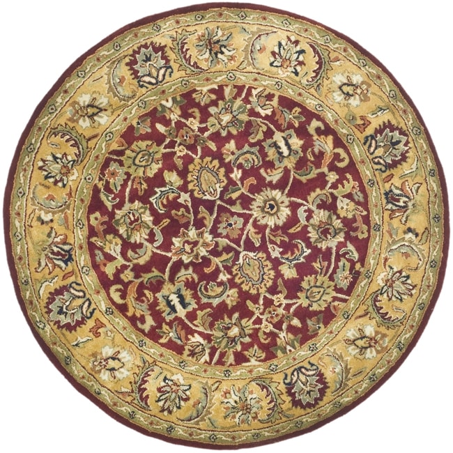 Handmade Classic Red/ Gold Wool Rug (5 Round)