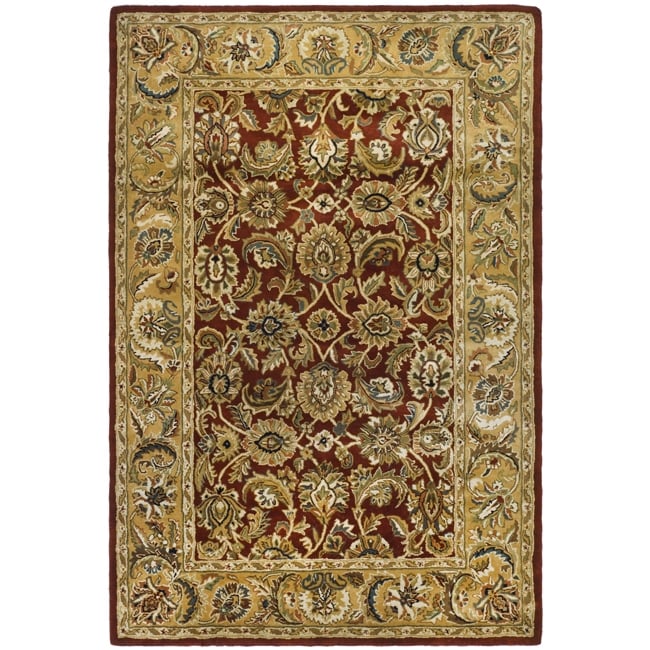 Handmade Classic Rust/ Beige Wool Rug (76 X 96)