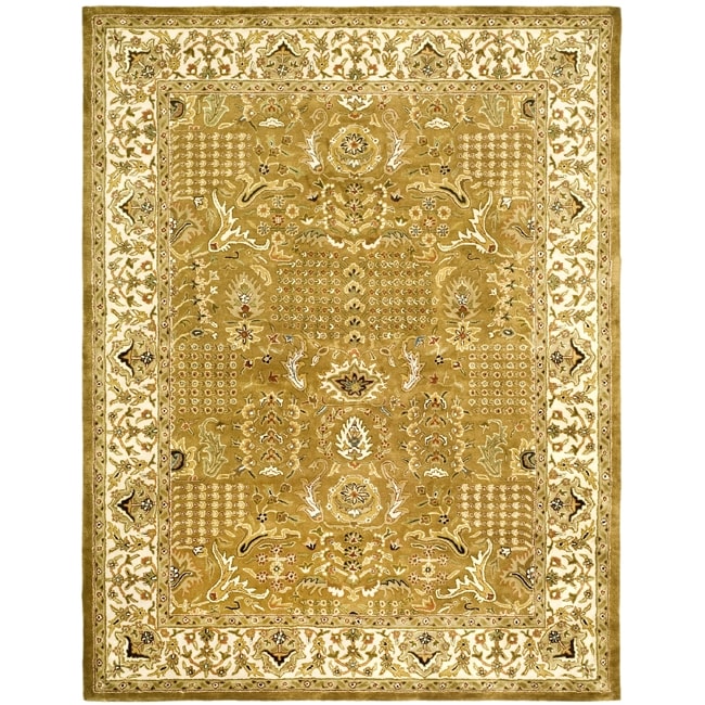 Handmade Classic Gold/ Ivory Wool Rug (96 X 136)