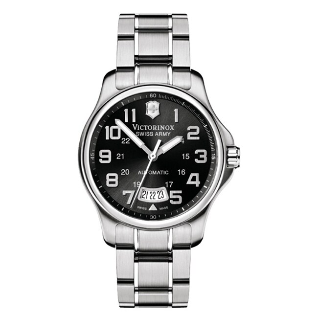 Victorinox Swiss Army Men's Officer's Automatic Black Dial Stainless ...