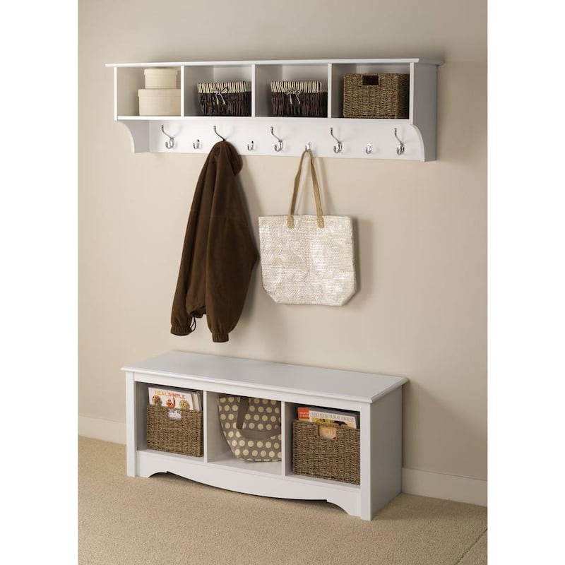 Winslow White Hanging 60-inch Wide Entryway Shelf