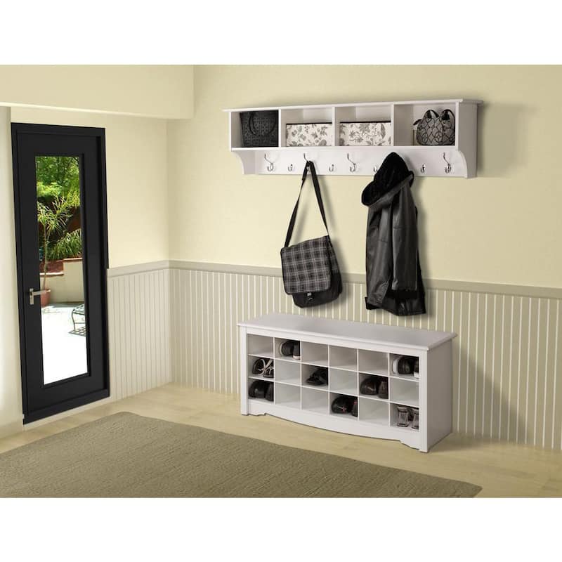 Winslow White Hanging 60-inch Wide Entryway Shelf