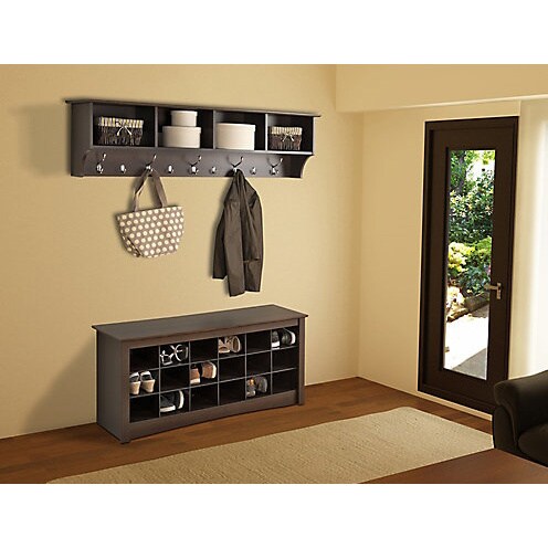 Details about   Entryway Shelf Hooks Wall Hanging Storage Organizer Coat Rack Cubby Espresso 60" 