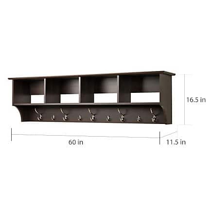 Everett Espresso 60-inch Wide Hanging Entryway Shelf - Bed Bath ...