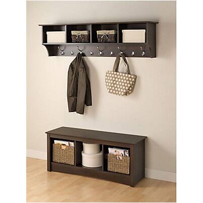 Everett Espresso 60-inch Wide Hanging Entryway Shelf