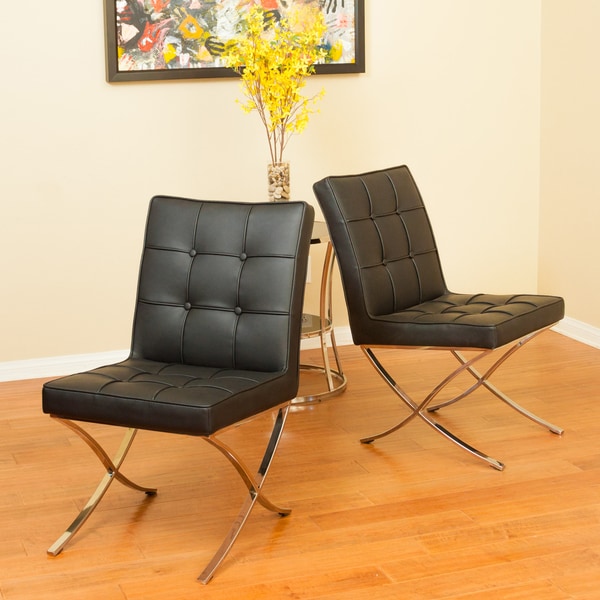 leather button dining chairs