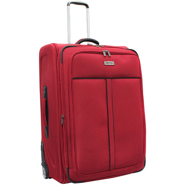 Kenneth Cole Reaction Front Row Red 29 inch Expandable Wheeled Upright Luggage (Durable 1680D PolyesterInterior dimensions 29 inches high x 19.5 inches long x 9.5 inches deep + 2.5 inchesExterior dimensions 30 inches high x 20.5 inches long x 13 inches 