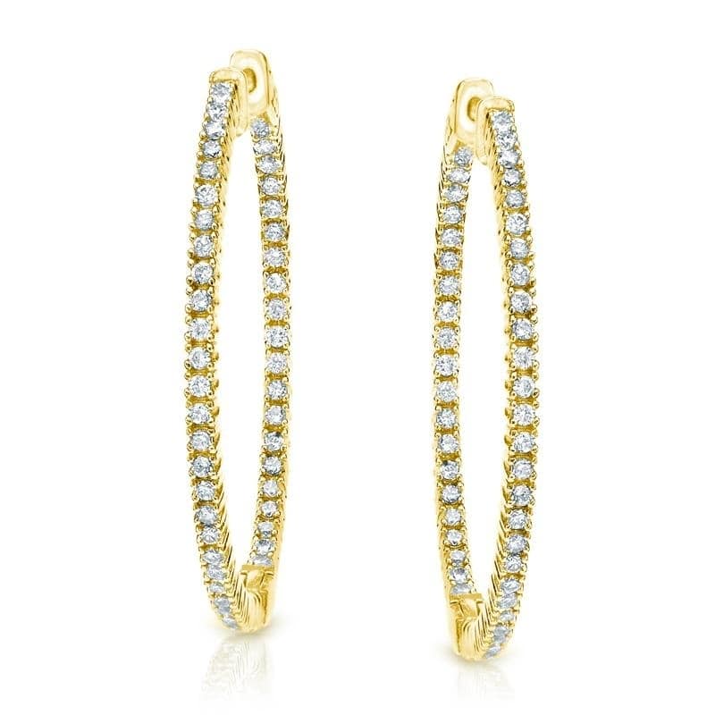 Auriya 14k Gold 3 carat TW Small to Large Diamond Hoop Earrings