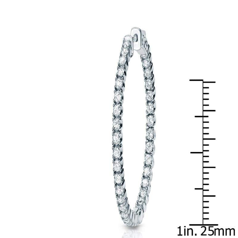 Auriya 14k Gold 3 carat TW Small to Large Diamond Hoop Earrings