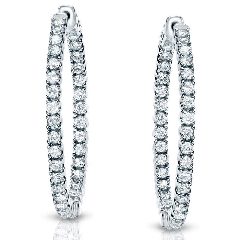 Auriya 14k Gold 3 carat TW Small to Large Diamond Hoop Earrings - Medium (1.29-inch) - White Gold